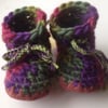 Personalised baby boots - purple green- sizes 1-3 