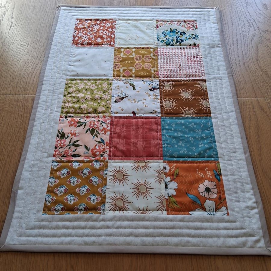 Thirties style quilted patchwork table runner