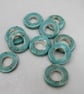 10 Medium Eggshell Blue Glazed Ceramic Donut Beads - Image 3
