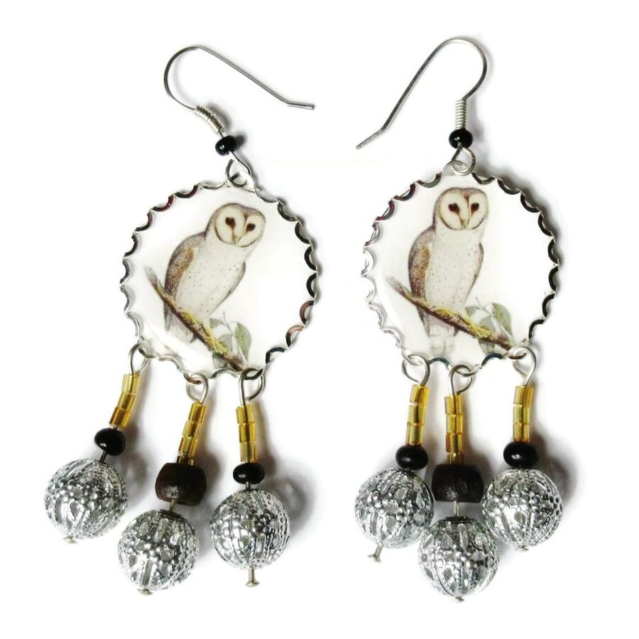 Barn Owl Earrings Ornithology Jewellery Bird Nature Lover Gift
