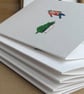 Christmas Card Cards Man Pulling Sledge watercolour style (QM 210) - Image 4