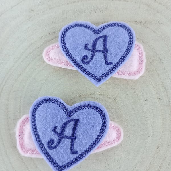 Letter A Hair Clips - Pair of Letter A Kids Hair Clips