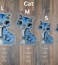 Cute Blue Tabby Cat Iron-On Patches set of 2 Iron On Decal, Embroidered Applique - Image 2
