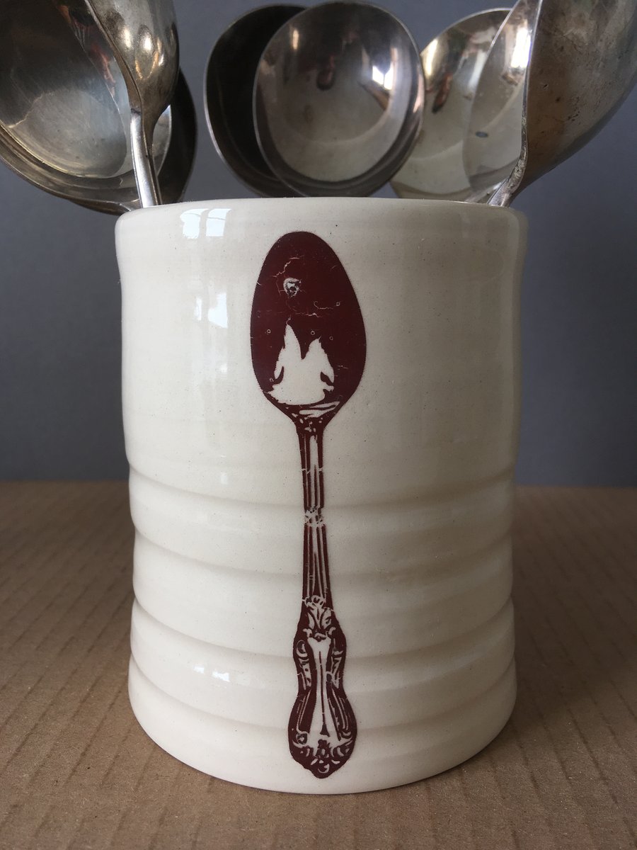Cutlery pot. Spoon storage. Vase. Handmade pottery. Housewarming.Kitchen.
