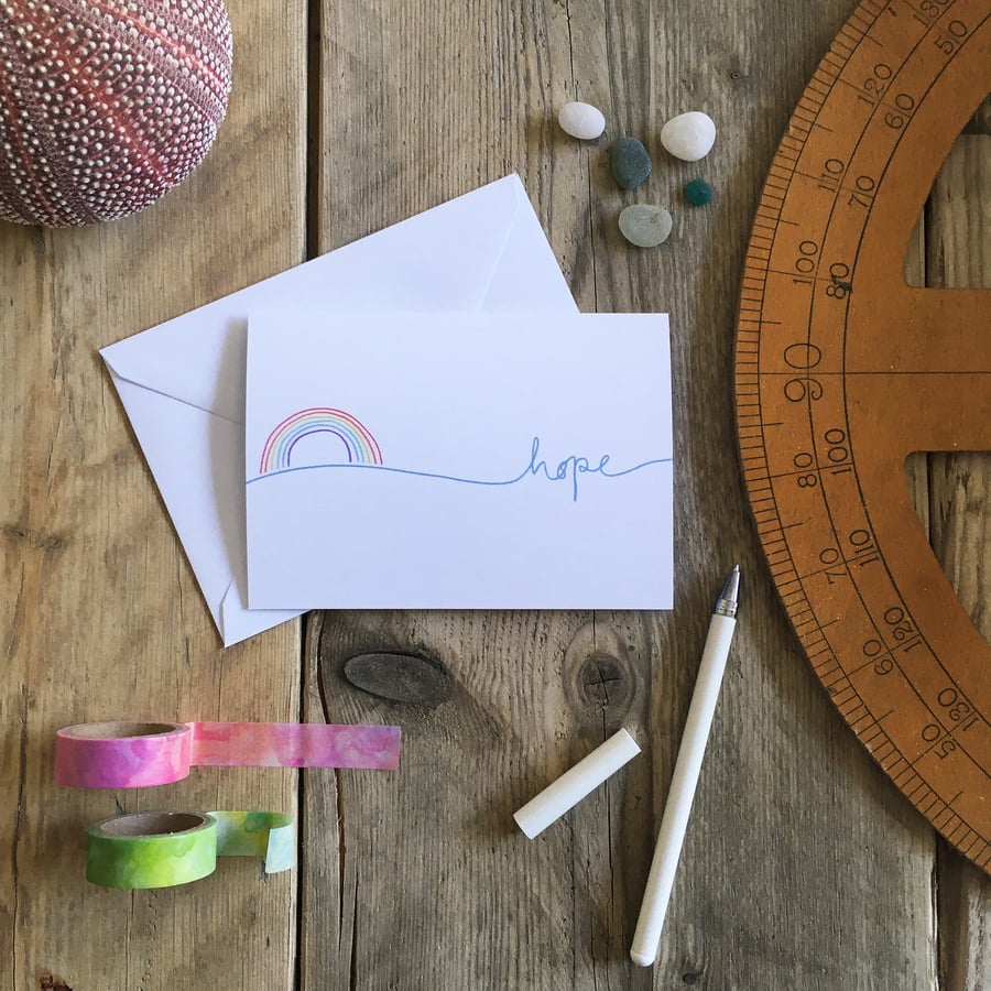 Hope rainbow greetings card – single card A6 size