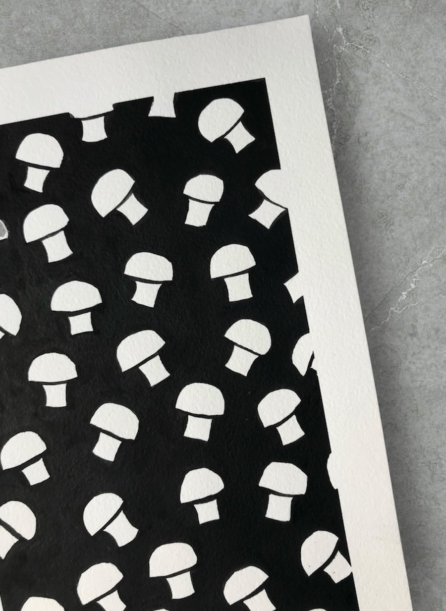 Mushroom 1 Monochrome Illustration Art Ink Painting