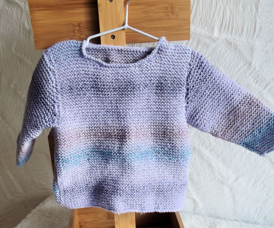 Babies Handknitted Jumper, Lilac Blue, 3 to 6 monthes, hm90