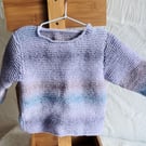 Babies Handknitted Jumper, Lilac Blue, 3 to 6 monthes, hm90