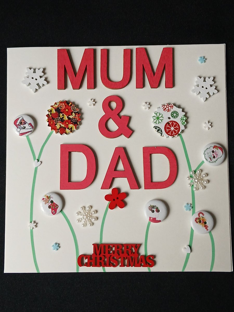 Handmade, mum and dad christmas card 
