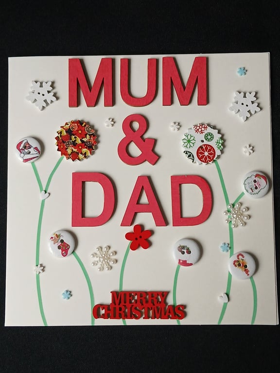 Handmade, mum and dad christmas card 
