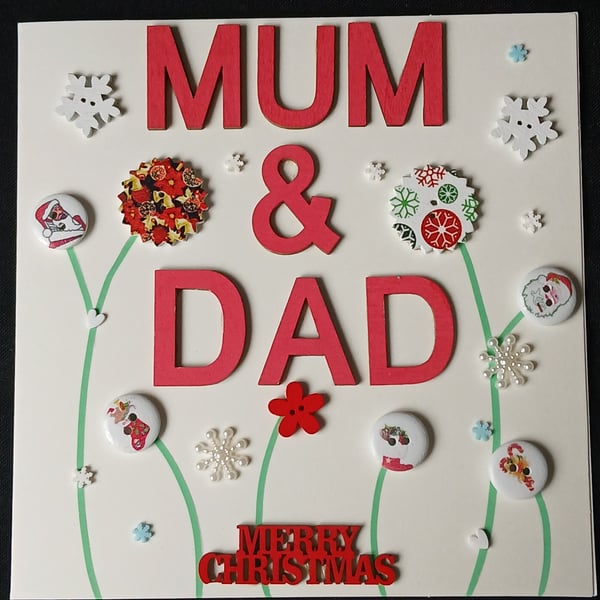 Handmade, mum and dad christmas card 