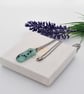 Light Green and Black Fused Glass Pendant with Stainless Steel Chain - Image 2