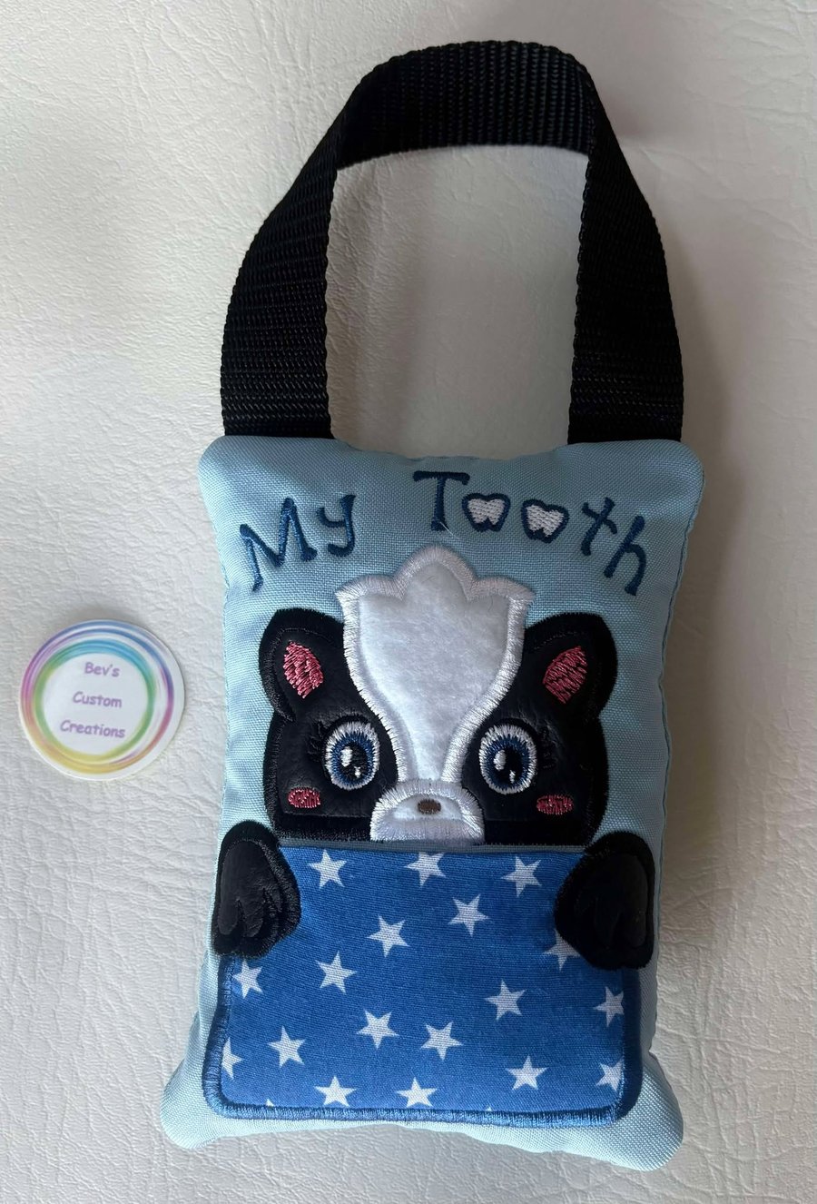  Tooth fairy Pillow, Embroidered Skunk
