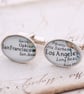 Personalized Cufflinks with Map Location Oval Sterling Silver Custom Cufflinks - Image 1
