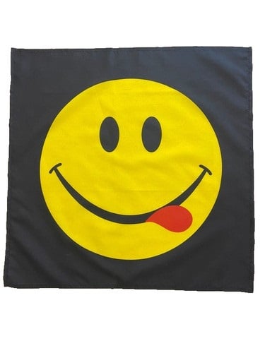 23" x 23" 59 x 59 cm Happy Emoji Face Black Flag Bandana Head Scarf Neck Tie