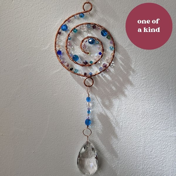 Beautiful sun catcher handmade with Copper, Swarovski and Preciosa beads