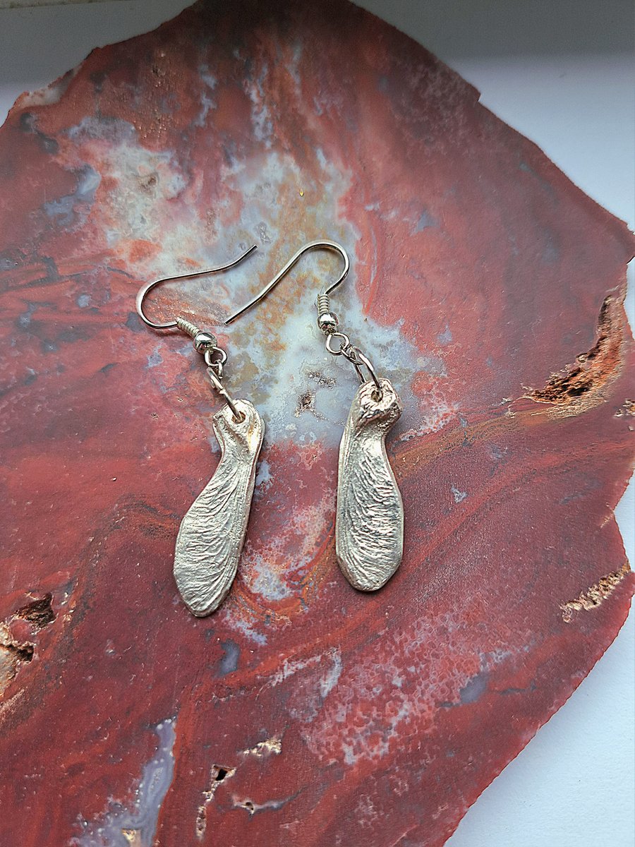 Silver Sycamore Seed Earrings Small