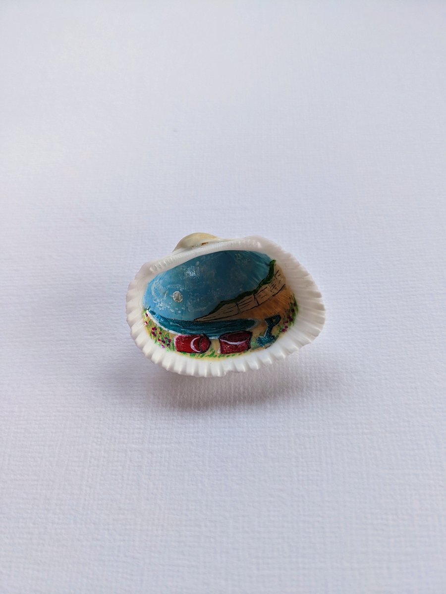 Bucket and Spade Original Shell Painting Framed