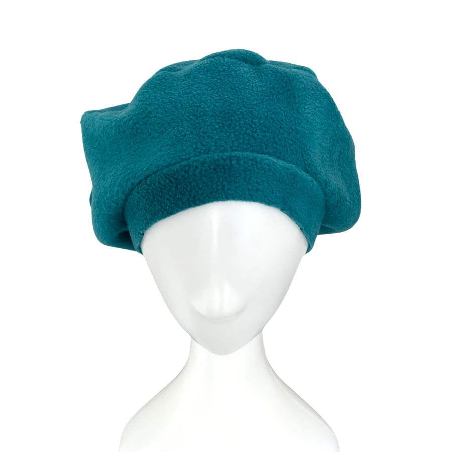 Teal Fleece Beret Hat Gift for Women Oversized Warm Autumn Beret Cap