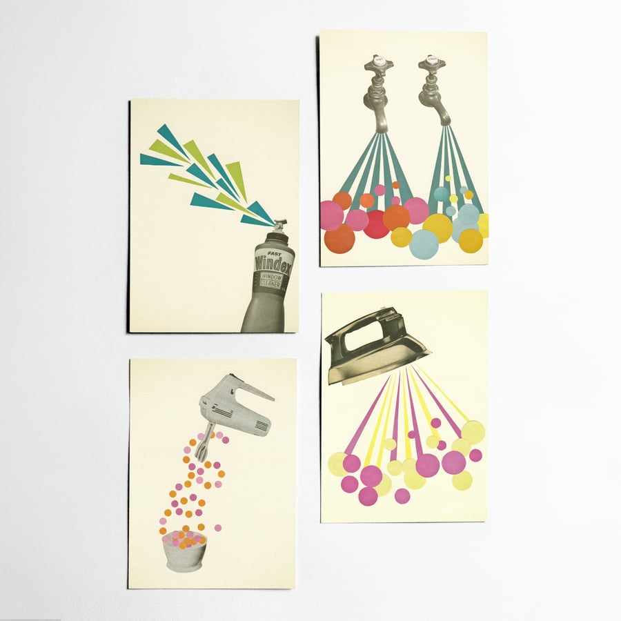Retro Postcard Set - The Housework is Never Done