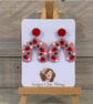 Strawberry Earrings with tiny white daisies