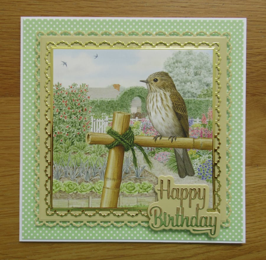 Thrush Garden Scene - Birthday Card