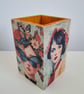 Decoupage Wooden Pen Pot, Vintage Woman Portrait & Butterfly Desk Organiser - Image 8