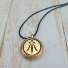Awen Symbol Pendant - Celtic Druid Necklace - Handmade Beechwood with 22k Gold L