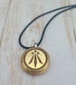 Awen Symbol Pendant - Celtic Druid Necklace - Handmade Beechwood with 22k Gold L