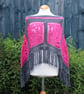 Hot Pink & Dark Grey Crochet Poncho - Design A542