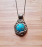 Mojave Turquoise Crystal and Polymer Clay Amulet Pendant 