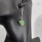 Sterling silver and turquoise bead long scribble earrings