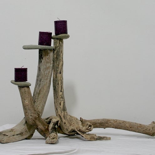 DRIFTWOOD CANDLE HOLDER CORNISH DRIFTWOOD ART,DRIFT WOOD CANDLE HOLDER, CANDELA