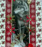 Hand Crafted Decoupage Chistmas Card - Happy Christmas (3232) Wild Grey Wolf