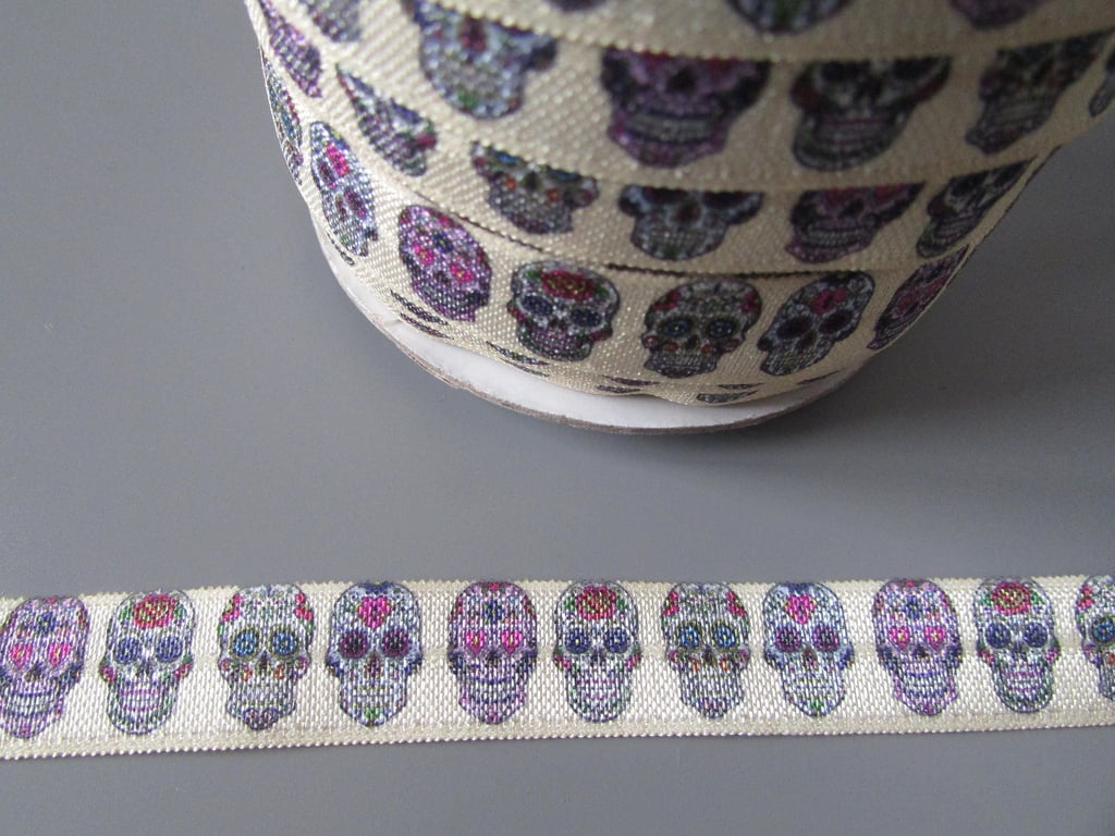 Sugar Skull Fold Over Elastic x 1 metre