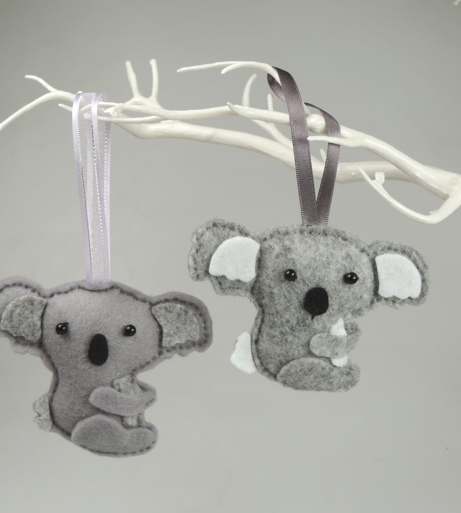 Kawaii Felt Koala, Hanging Decoration, Latch, Door, Twig Tree, christmas tree