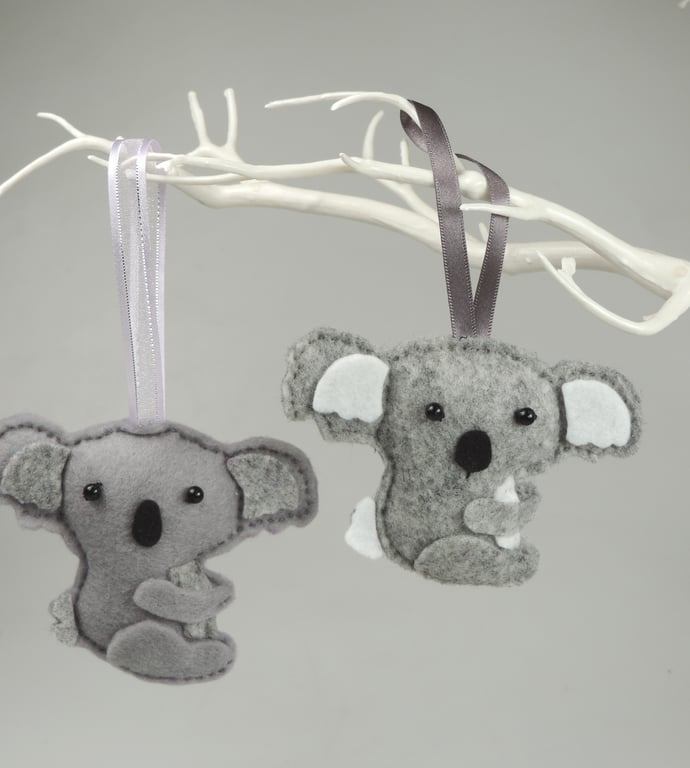 Kawaii Felt Koala, Hanging Decoration, Latch, Door, Twig Tree, christmas tree