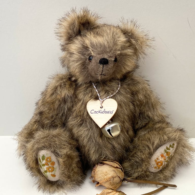 Artist teddy bear, one of a kind collectable bear by Bearlescent, long fur bear