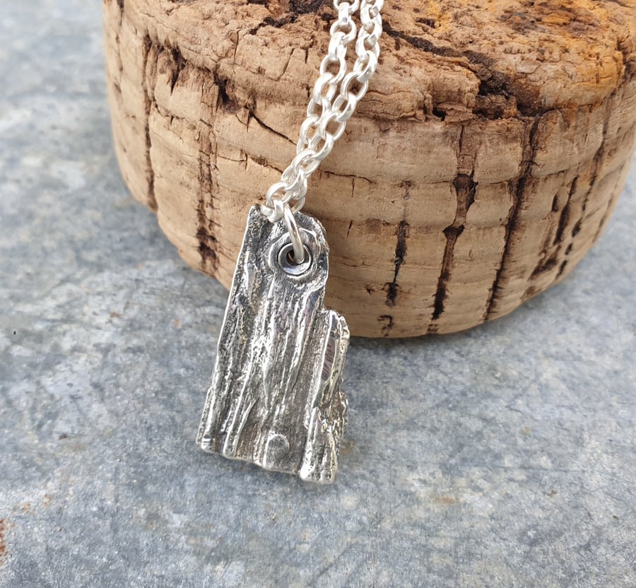 Silver cast 'driftwood' pendant