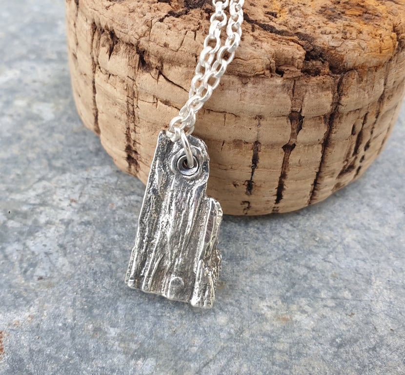 Silver cast 'driftwood' pendant