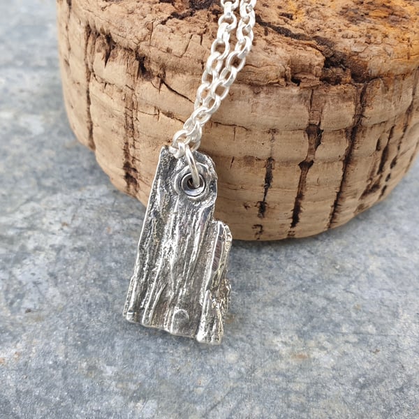 Silver cast 'driftwood' pendant