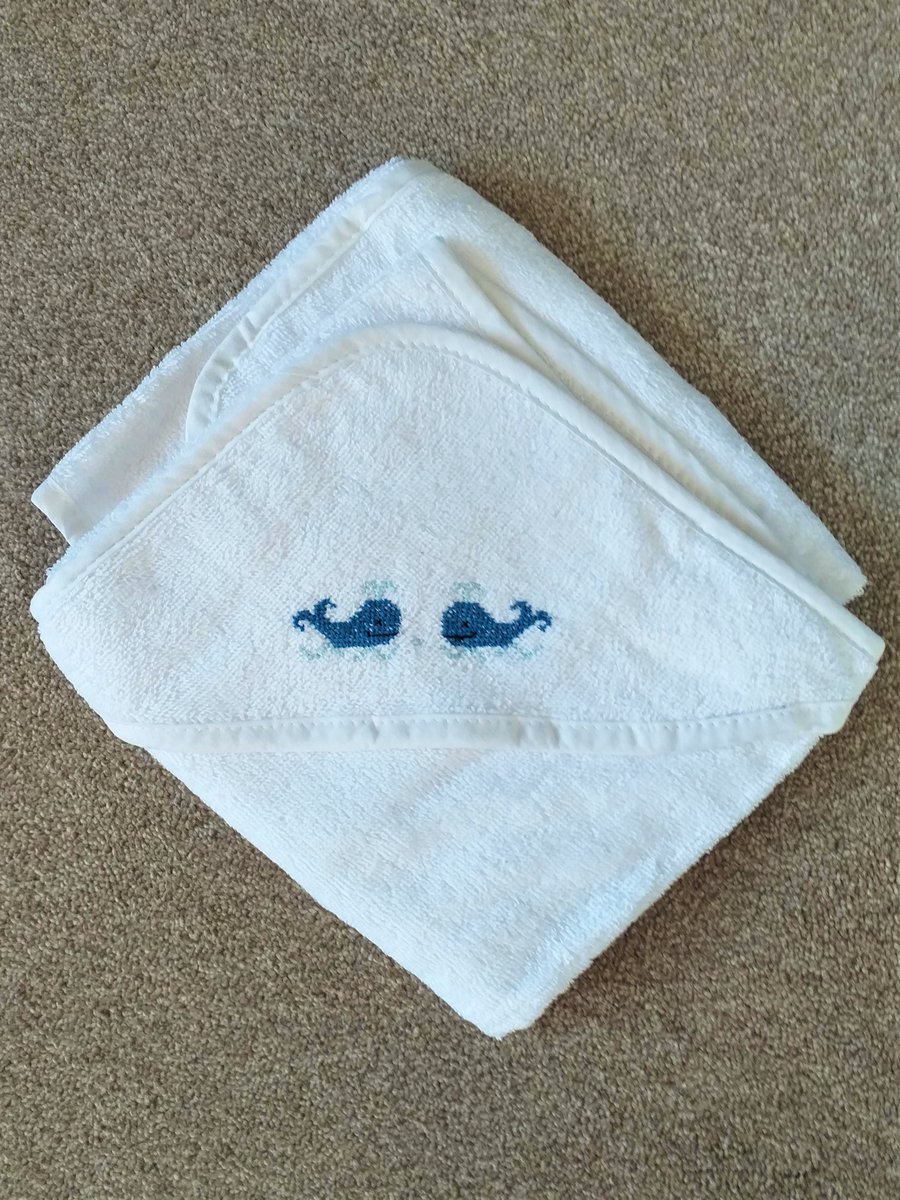 Whale hooded baby towel