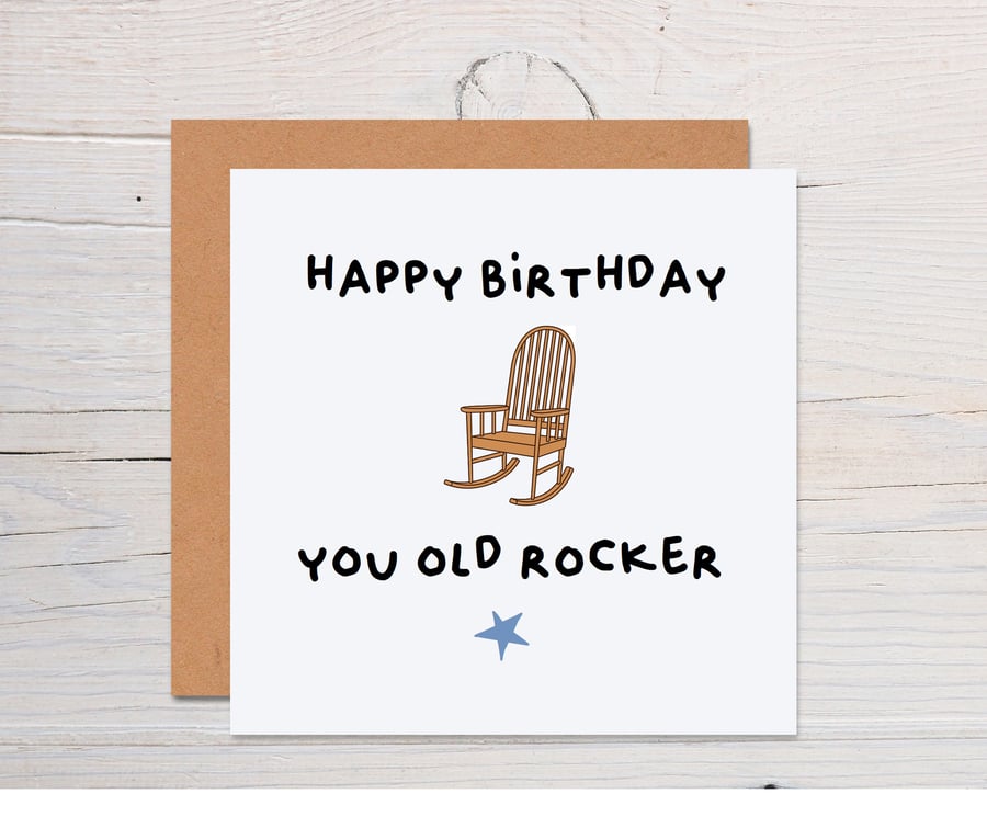 Old rocker funny greeting card for birthday, funny cards for men