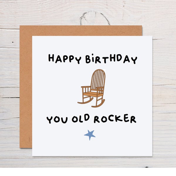 Old rocker funny greeting card for birthday, funny cards for men