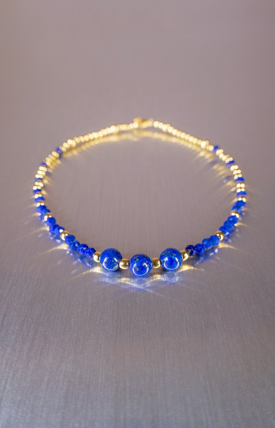 Bracelet handmade with stunning Lapis Lazuli gemstone beads 