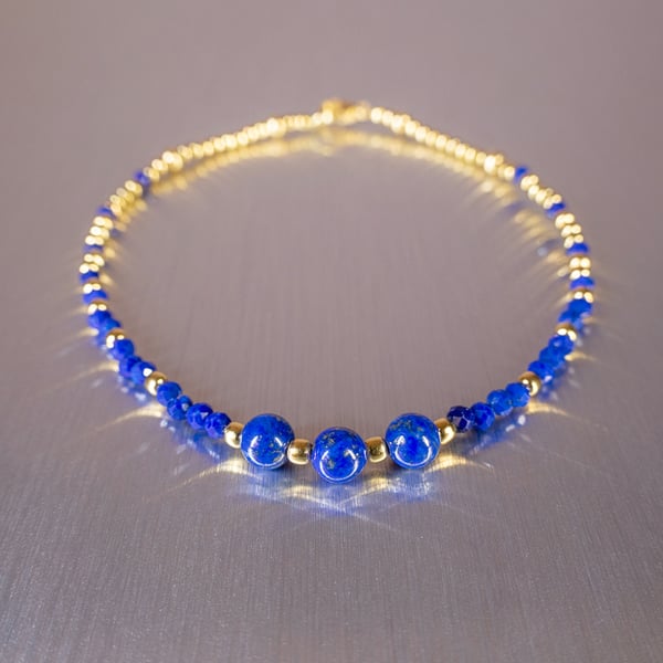 Bracelet handmade with stunning Lapis Lazuli gemstone beads 