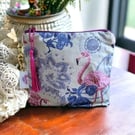 Zipper pouch bag in flamingo print 