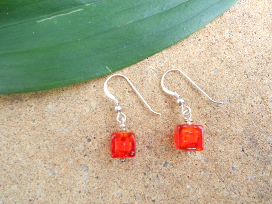 Murano glass and sterling silver earrings
