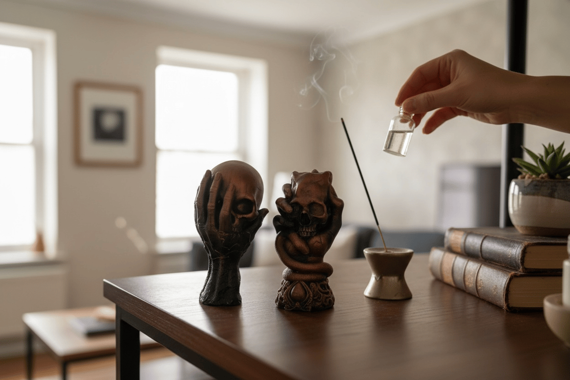 handcrafted skull ornaments