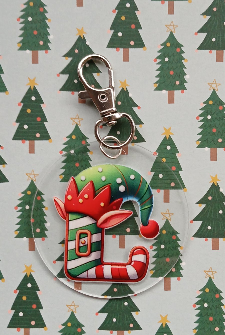 Clear acrylic Christmas keyring  "L"